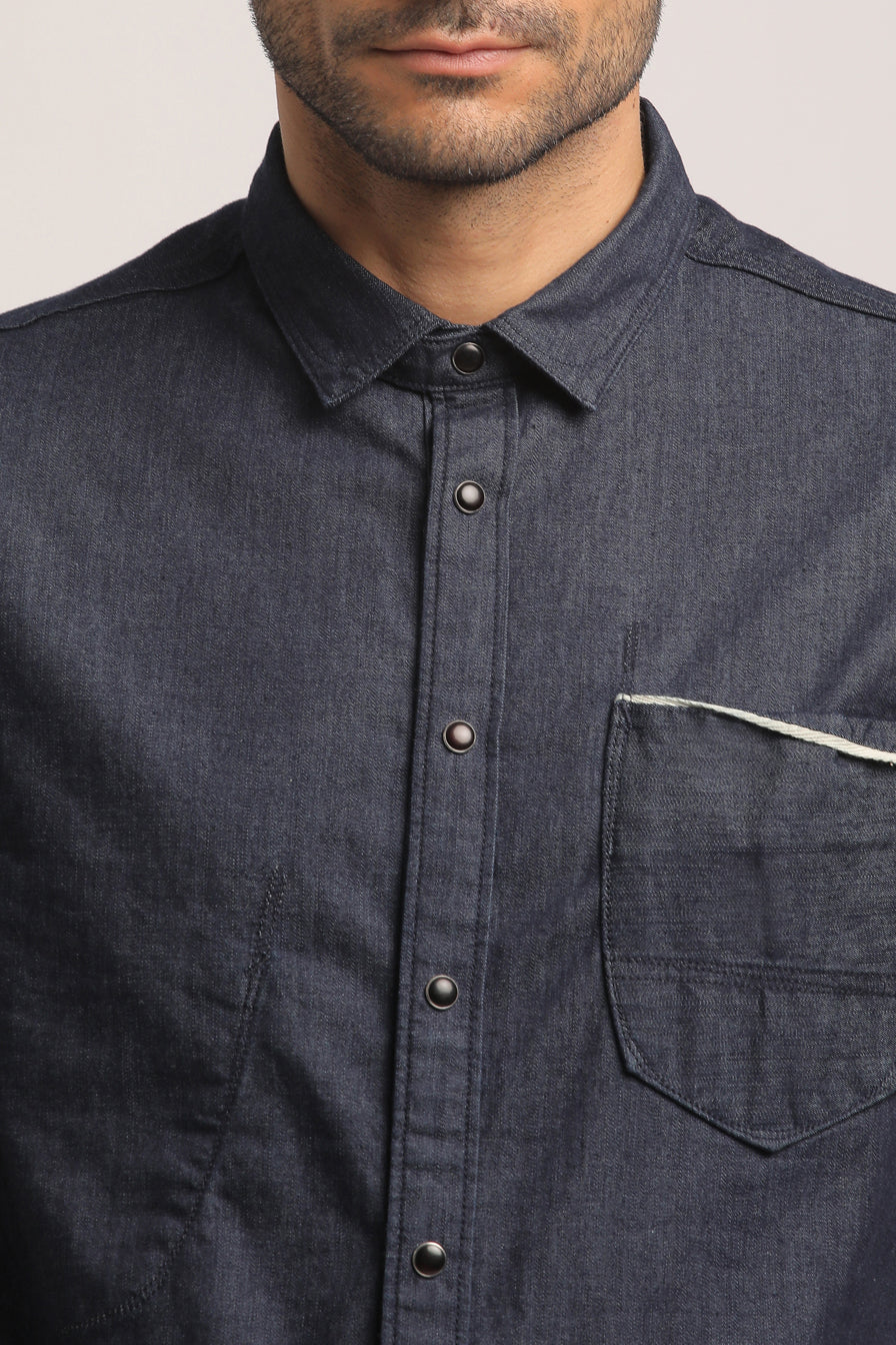 SIMON-MEN DARK BLUE SLIM FIT SHIRT