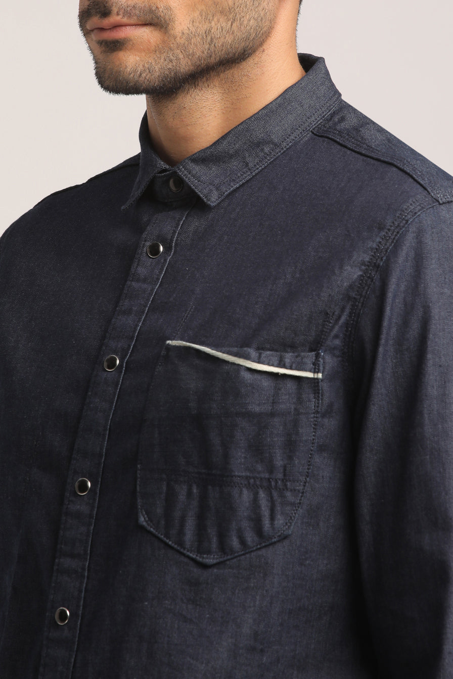 SIMON-MEN DARK BLUE SLIM FIT SHIRT