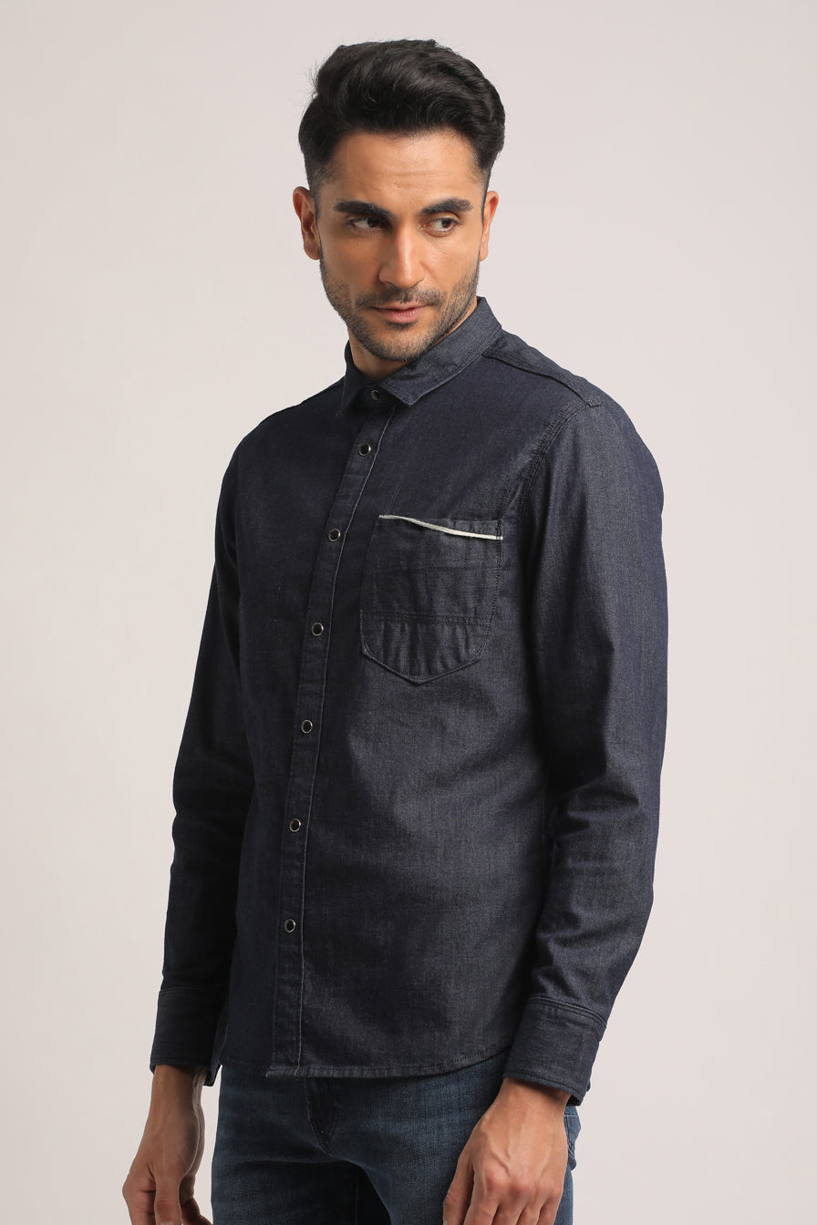 SIMON-MEN DARK BLUE SLIM FIT SHIRT