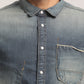 SOLOMON-MEN MID BLUE SLIM FIT SHIRT