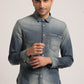 SOLOMON-MEN MID BLUE SLIM FIT SHIRT