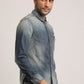 SOLOMON-MEN MID BLUE SLIM FIT SHIRT