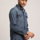 STANLEY-MEN MID BLUE SLIM FIT SHIRT