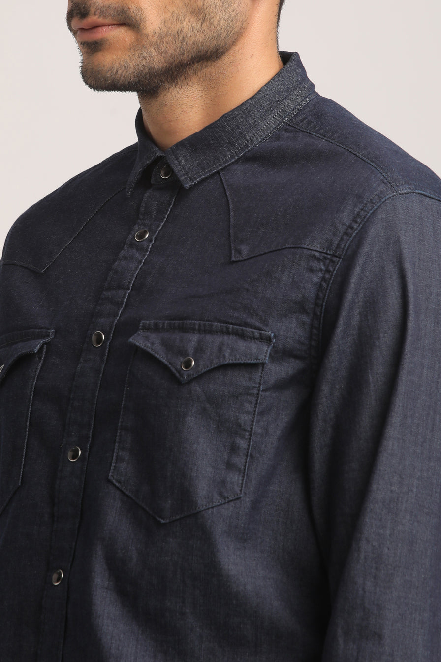 STEPHEN-MEN DARK BLUE SLIM FIT SHIRT