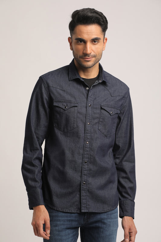 STEPHEN-MEN DARK BLUE SLIM FIT SHIRT