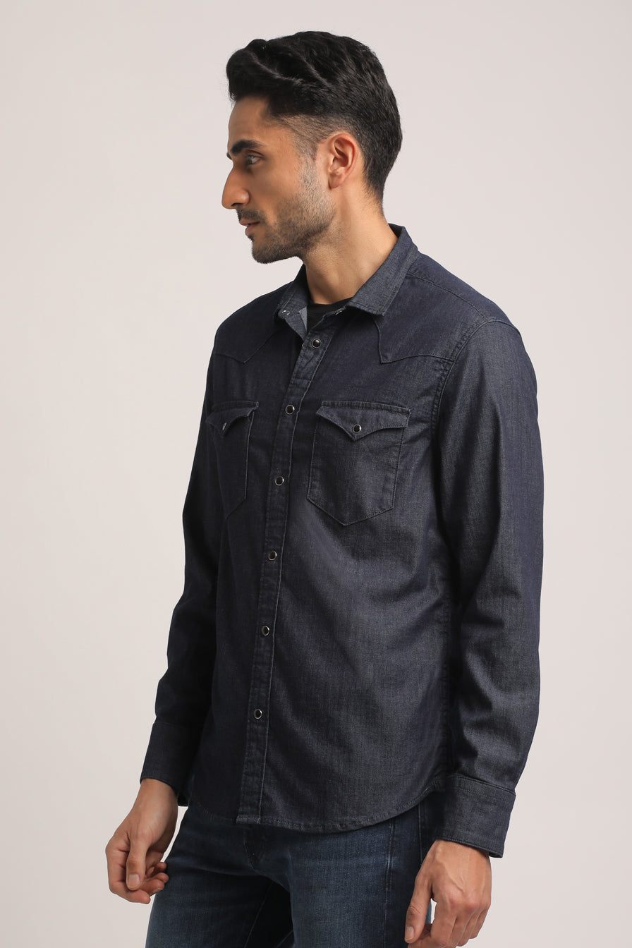 STEPHEN-MEN DARK BLUE SLIM FIT SHIRT