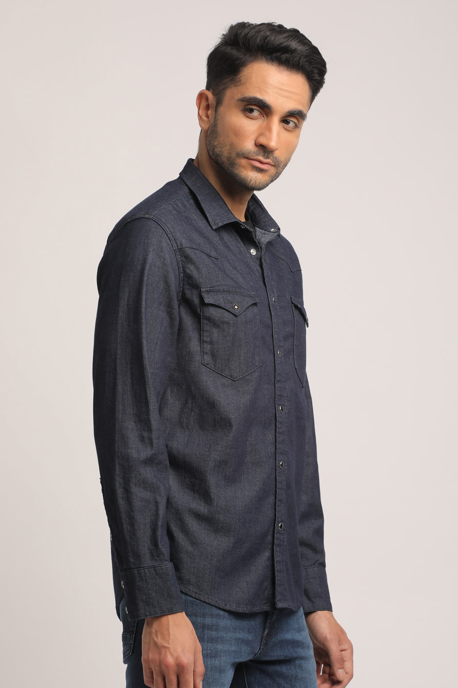 STEPHEN-MEN DARK BLUE SLIM FIT SHIRT