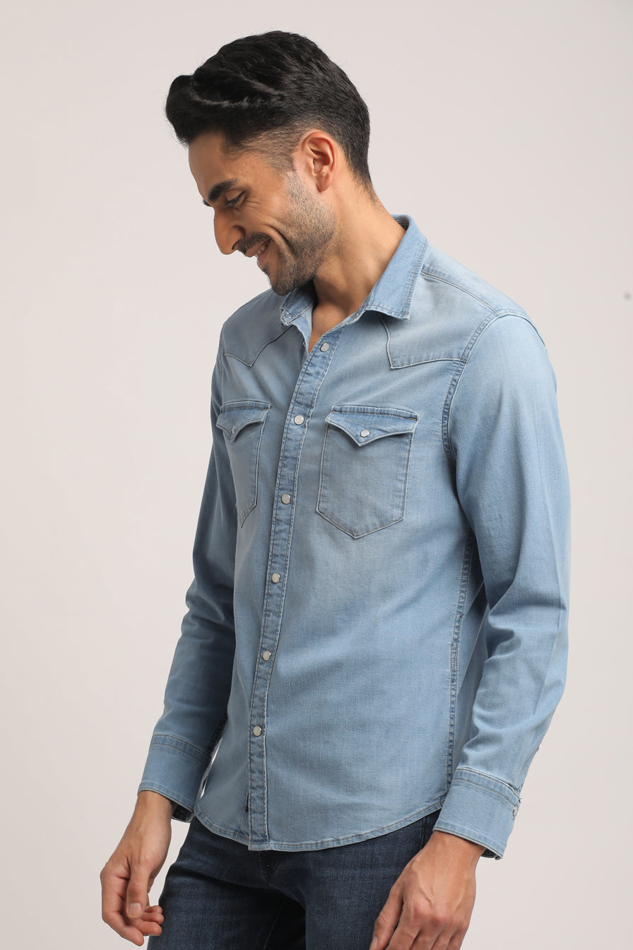 STEVEN-MEN LIGHT BLUE SLIM FIT SHIRT