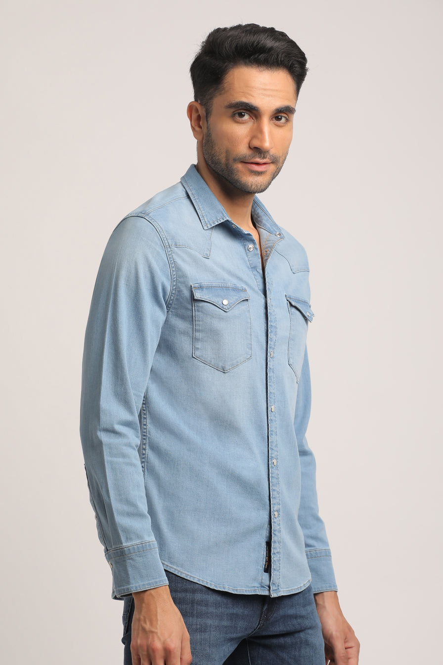 STEVEN-MEN LIGHT BLUE SLIM FIT SHIRT