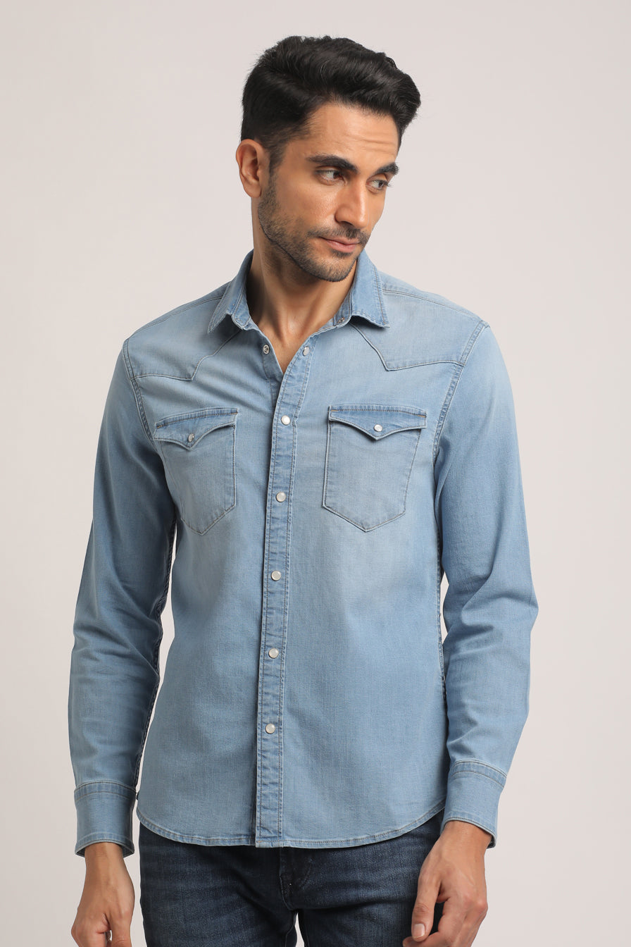 STEVEN-MEN LIGHT BLUE SLIM FIT SHIRT