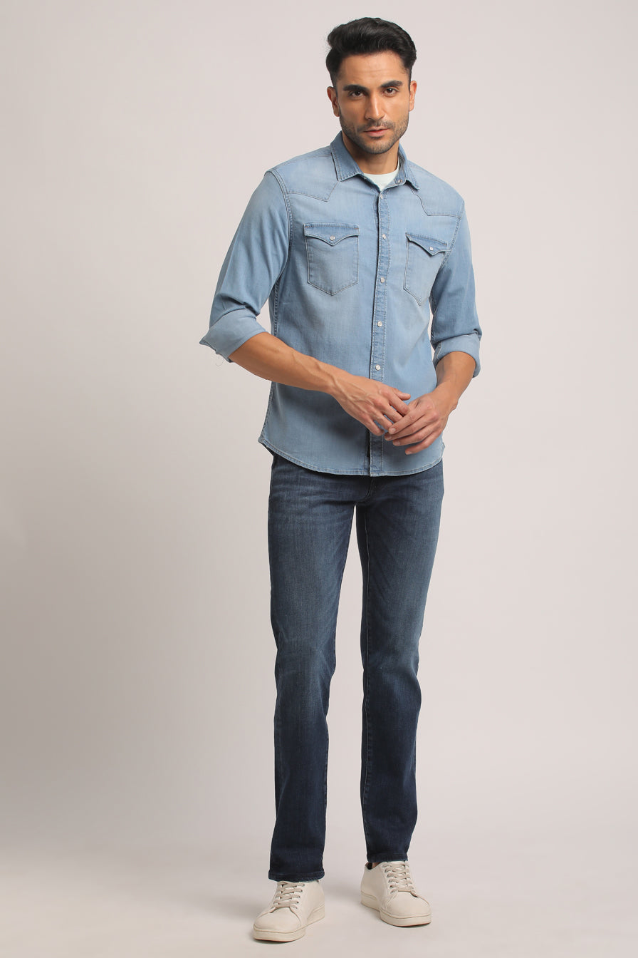 STEVEN-MEN LIGHT BLUE SLIM FIT SHIRT