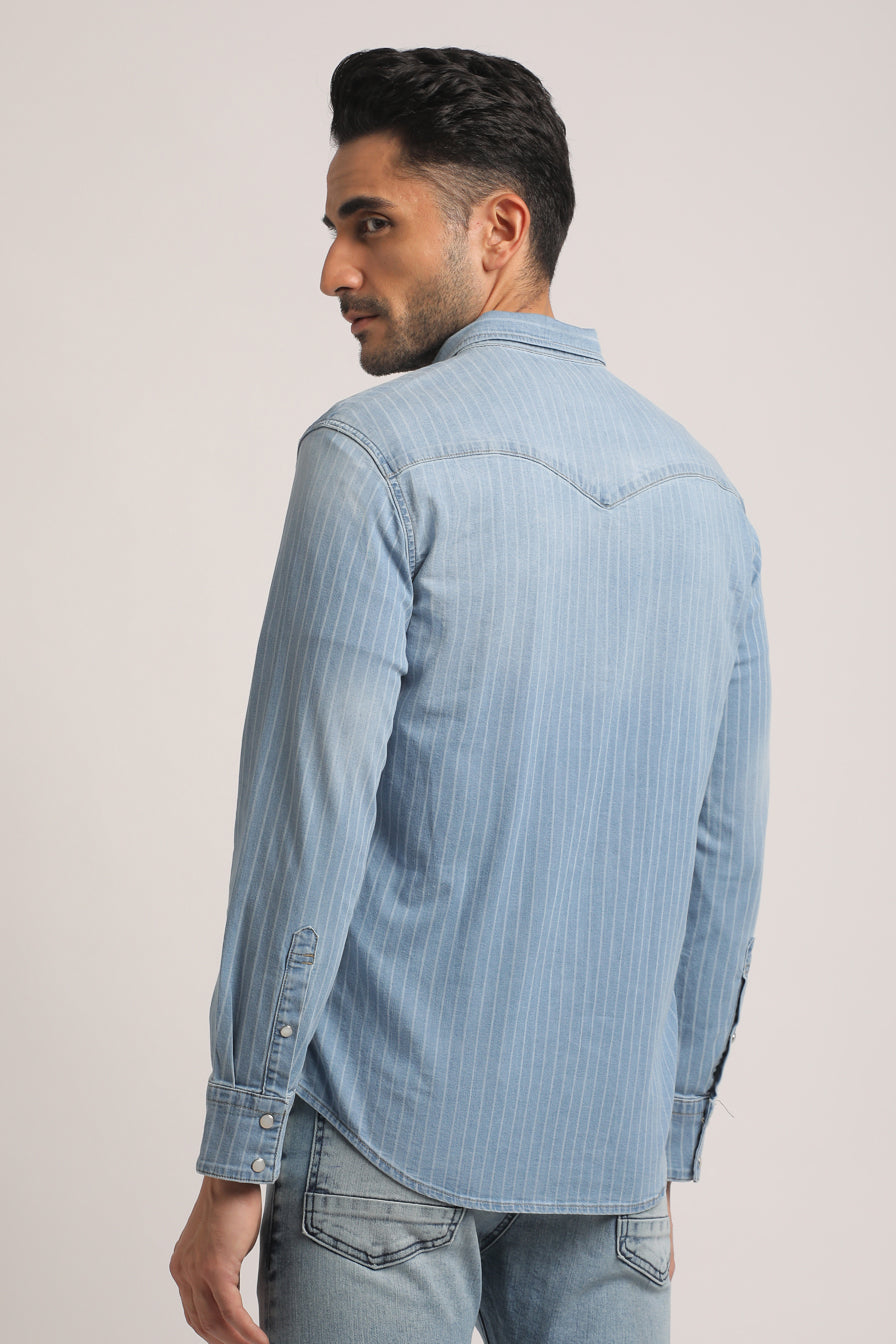 SYLA-MEN LIGHT BLUE SLIM FIT SHIRT