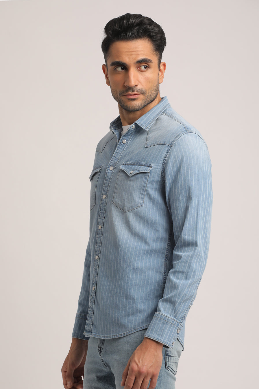 SYLA-MEN LIGHT BLUE SLIM FIT SHIRT