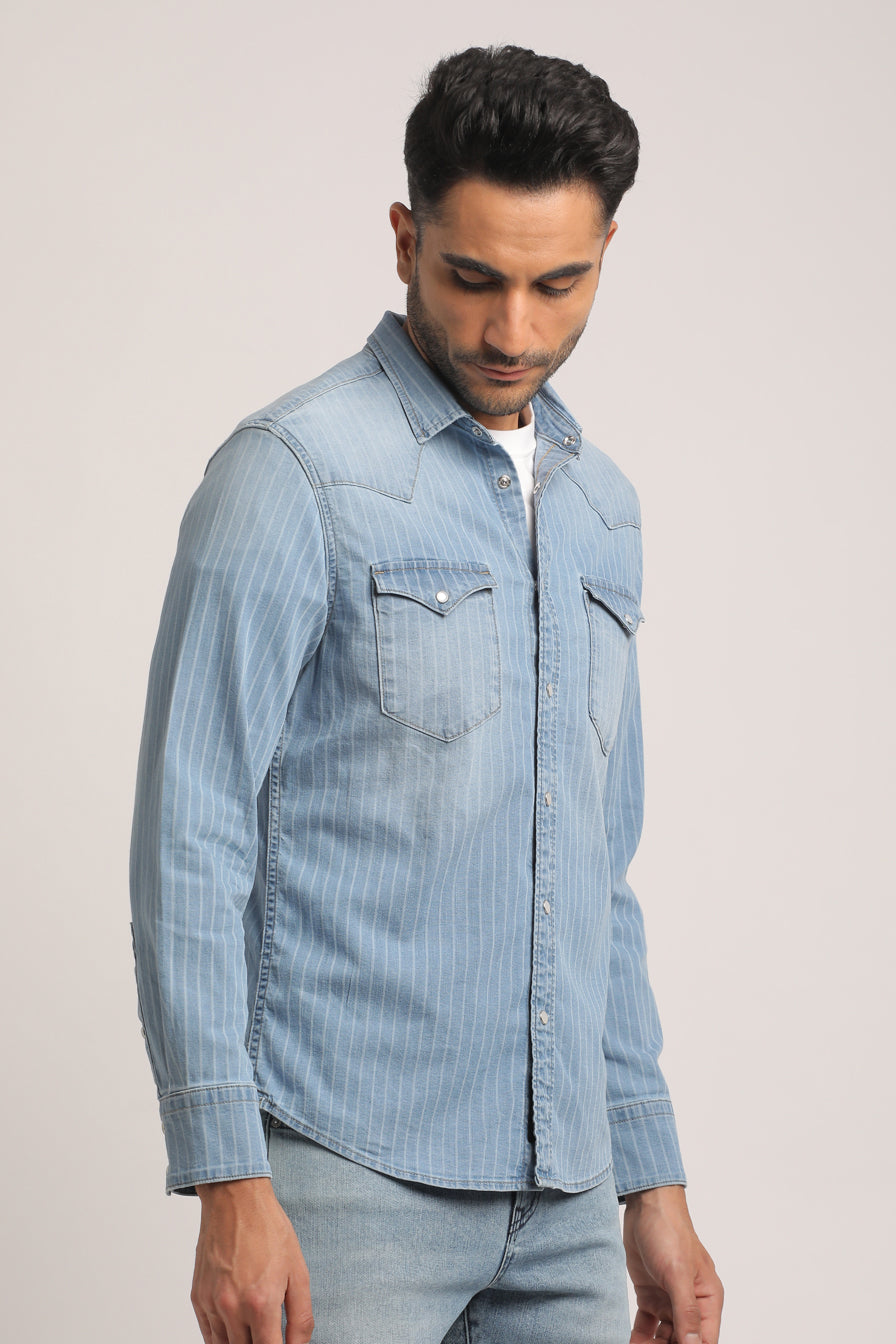 SYLA-MEN LIGHT BLUE SLIM FIT SHIRT