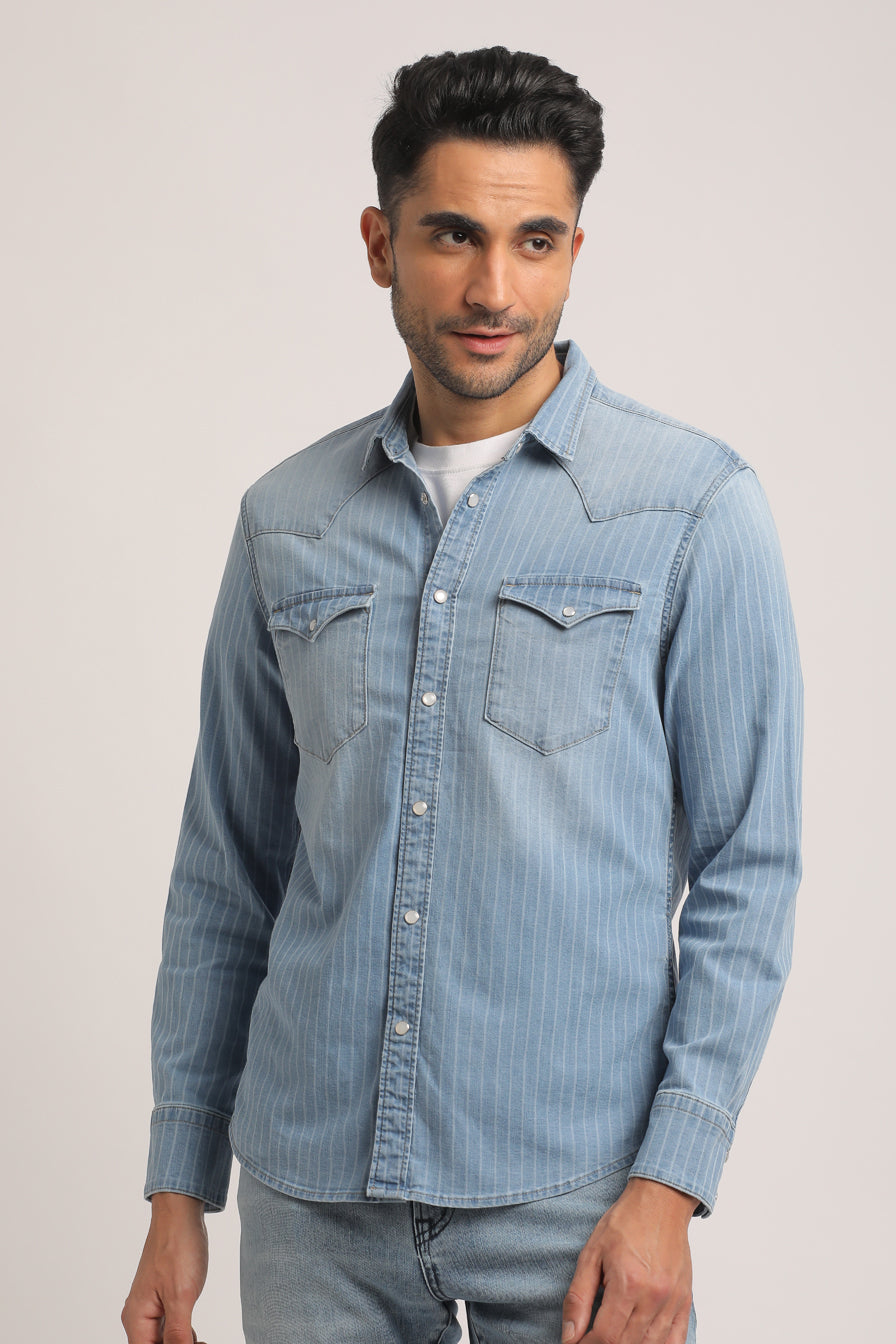 SYLA-MEN LIGHT BLUE SLIM FIT SHIRT