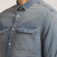 TANNER-MEN MID BLUE SLIM FIT SHIRT