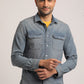 TANNER-MEN MID BLUE SLIM FIT SHIRT