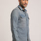 TANNER-MEN MID BLUE SLIM FIT SHIRT