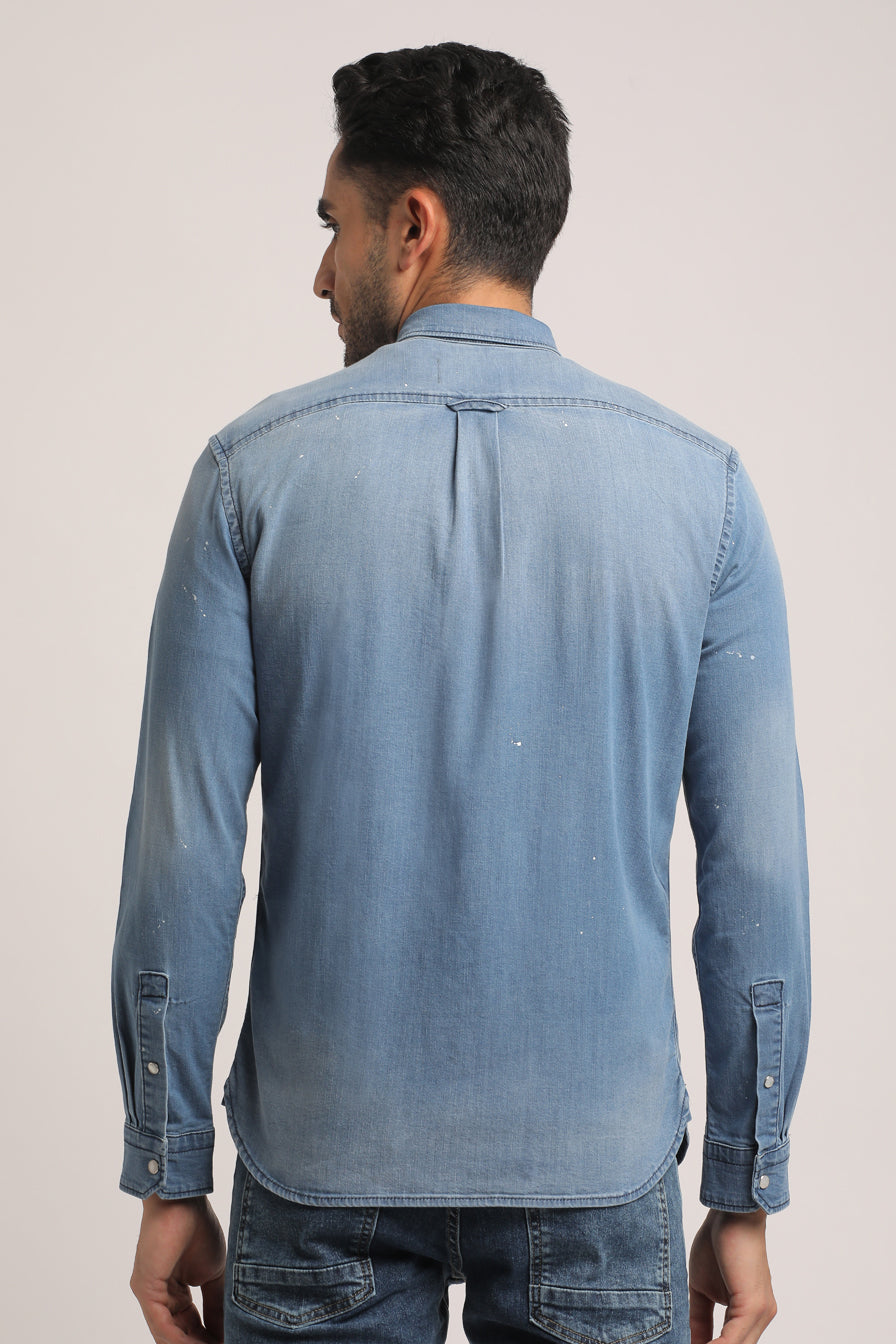 TATE-MEN LIGHT BLUE SLIM FIT SHIRT