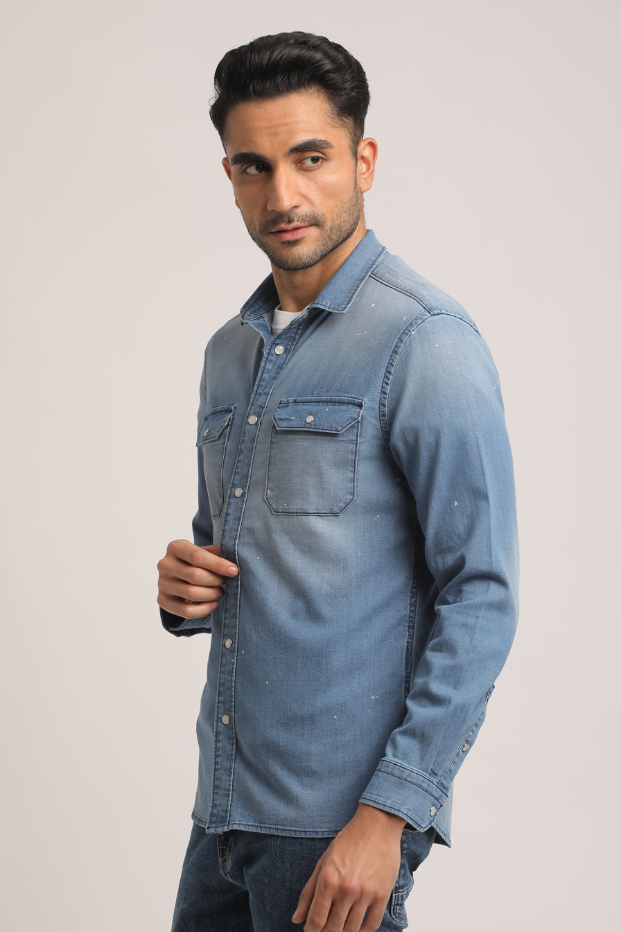 TATE-MEN LIGHT BLUE SLIM FIT SHIRT