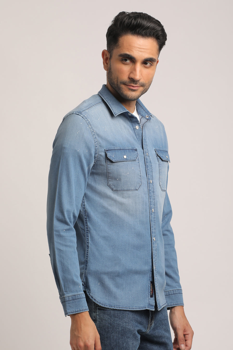 TATE-MEN LIGHT BLUE SLIM FIT SHIRT