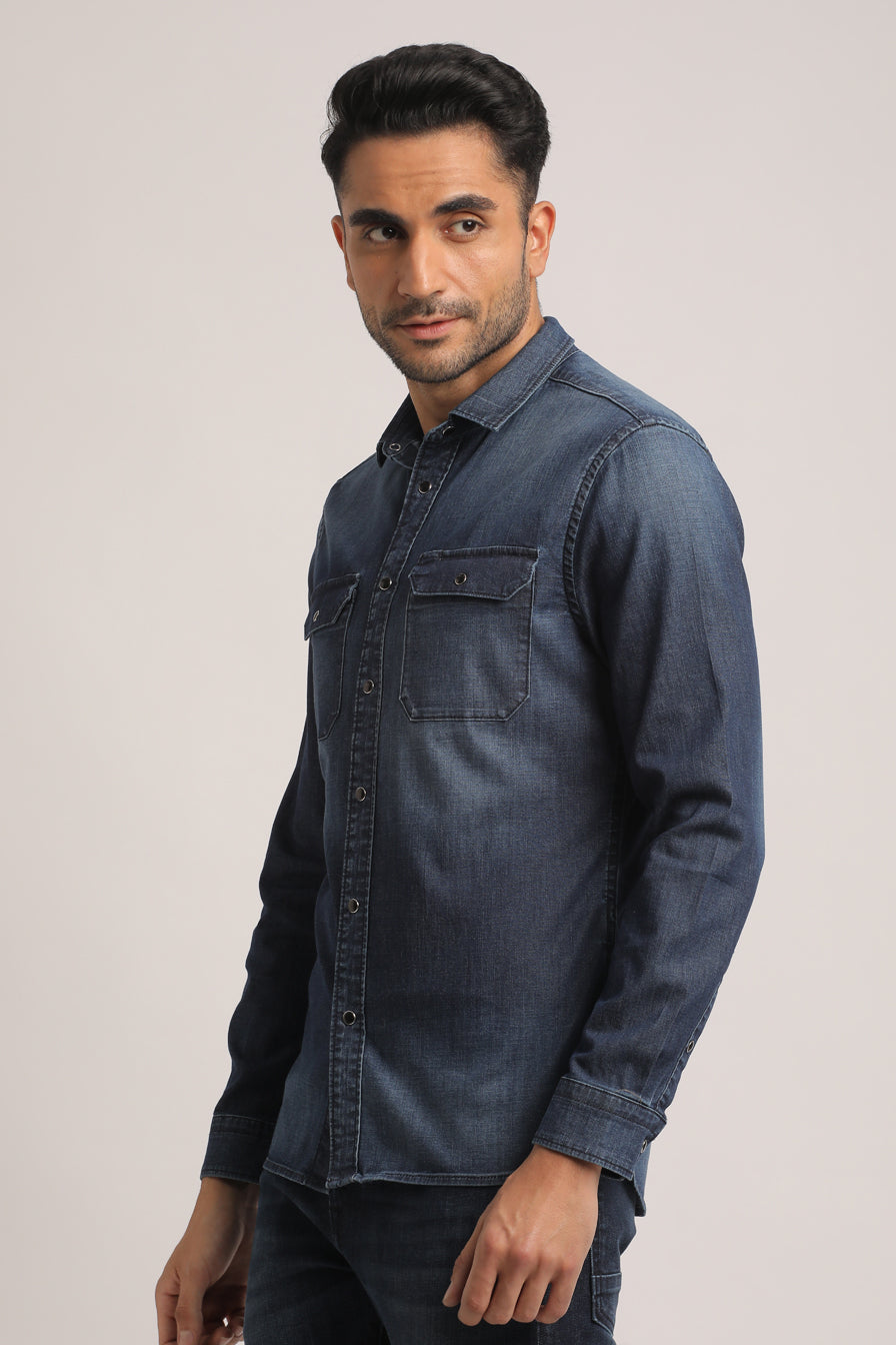 TATUM-MEN DARK BLUE SLIM FIT SHIRT