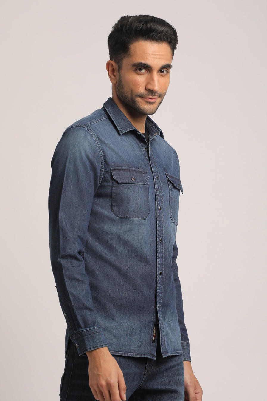 TATUM-MEN DARK BLUE SLIM FIT SHIRT