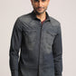 TERRANCE-MEN DARK BLUE SLIM FIT SHIRT