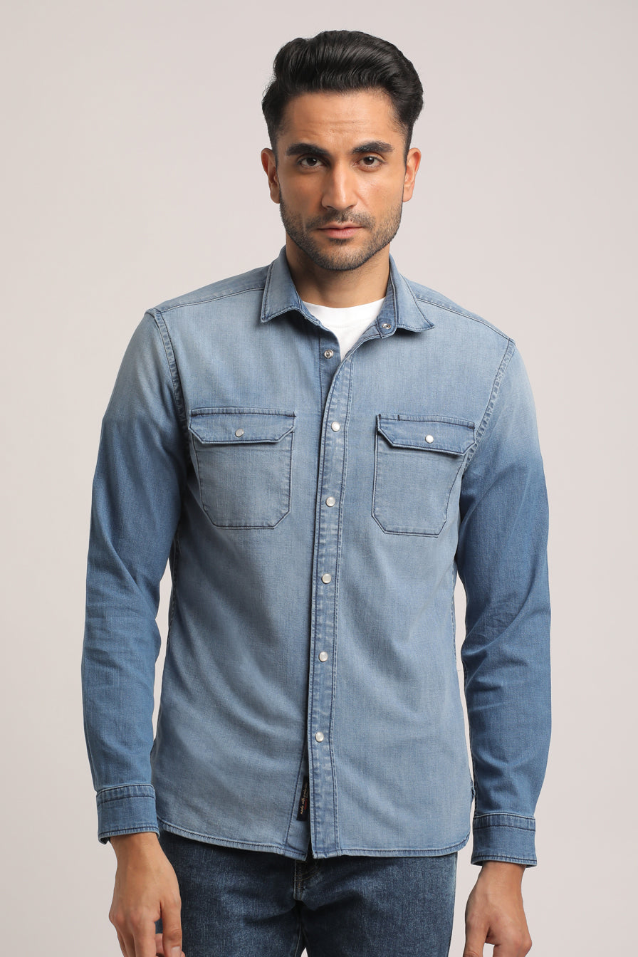 THATCHER-MEN LIGHT BLUE SLIM FIT SHIRT