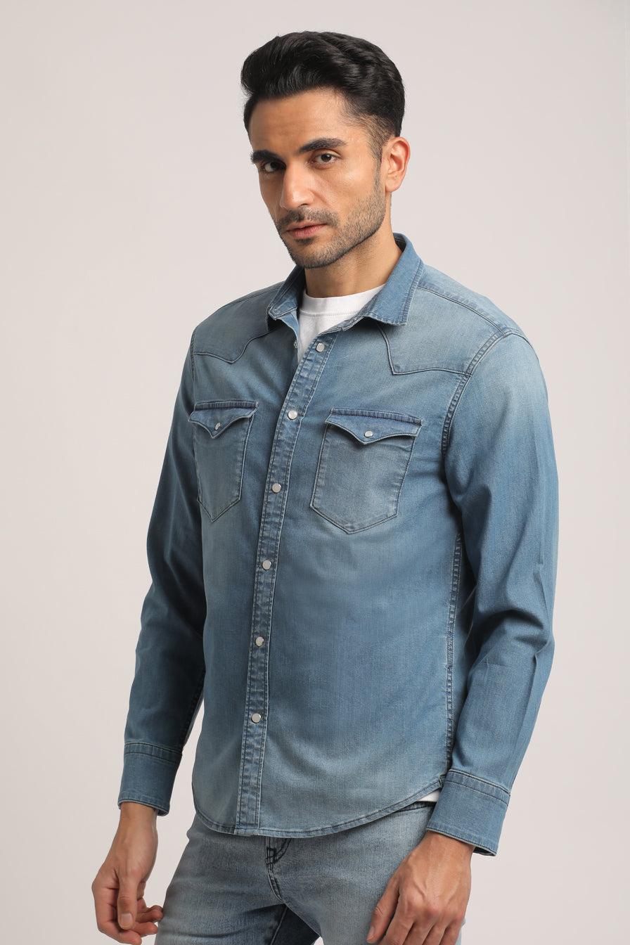 TIMOTHY-MEN LIGHT BLUE SLIM FIT SHIRT