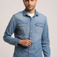 TITAN-MEN LIGHT BLUE SLIM FIT SHIRT