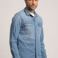 TITAN-MEN LIGHT BLUE SLIM FIT SHIRT