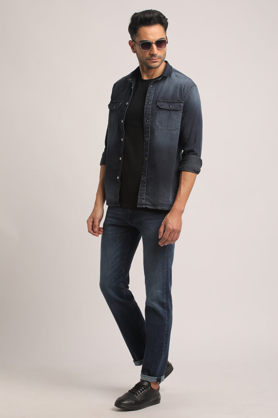 TITUS-MEN DARK BLUE SLIM FIT SHIRT