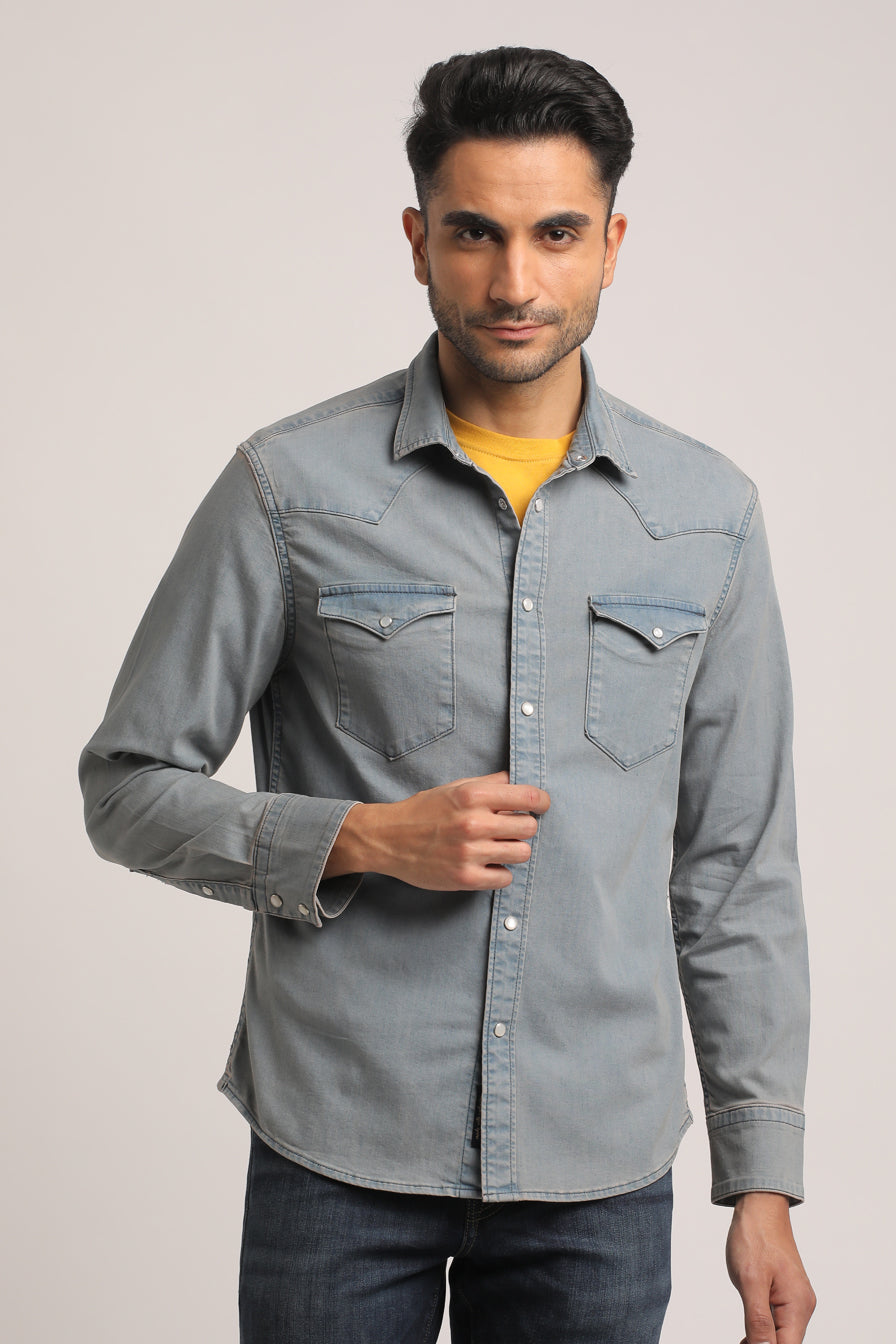 TOBIAS-MEN DARK BLUE SLIM FIT SHIRT