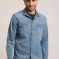 TOBY-MEN DARK BLUE SLIM FIT SHIRT