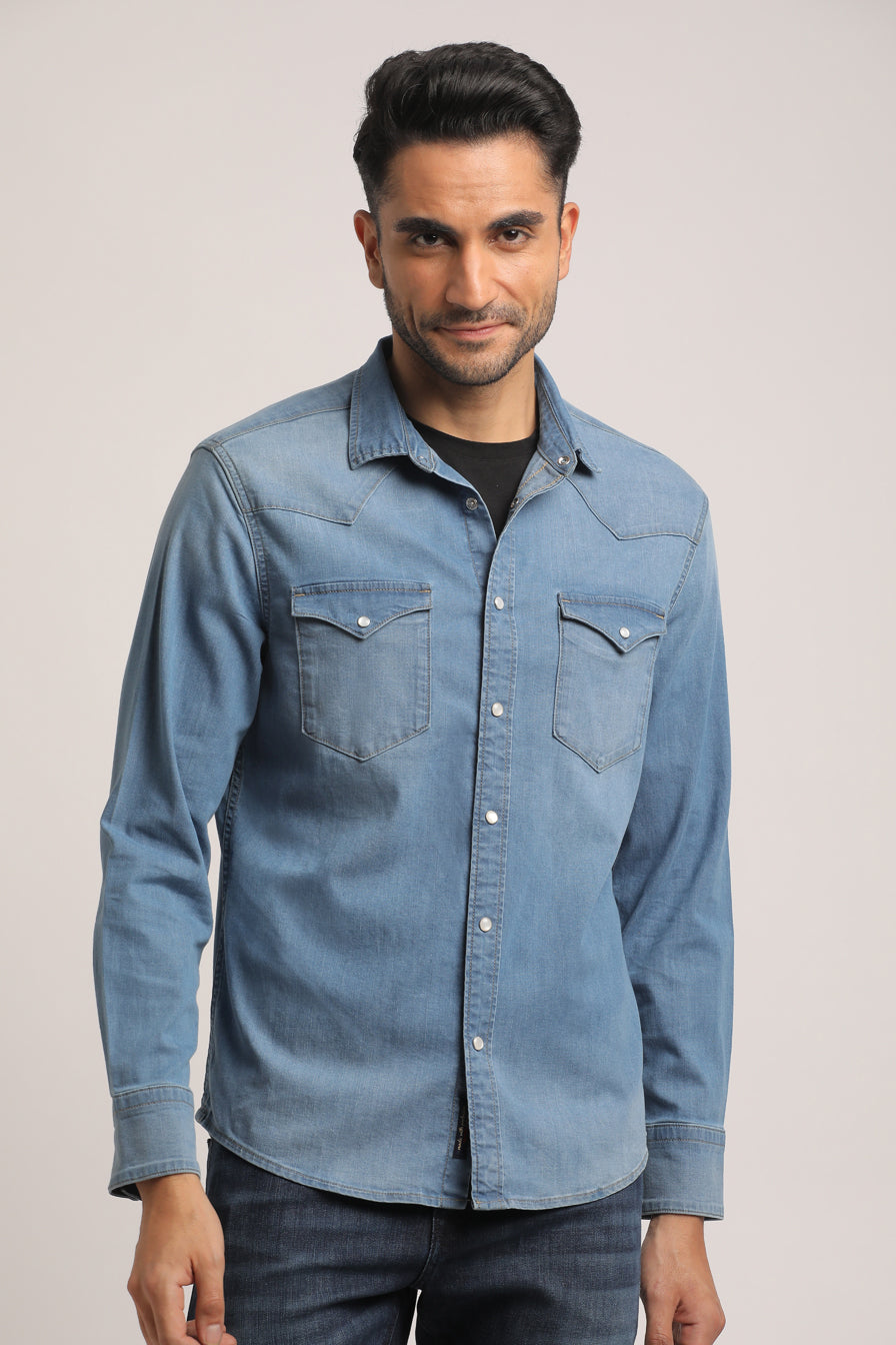 TOBY-MEN DARK BLUE SLIM FIT SHIRT