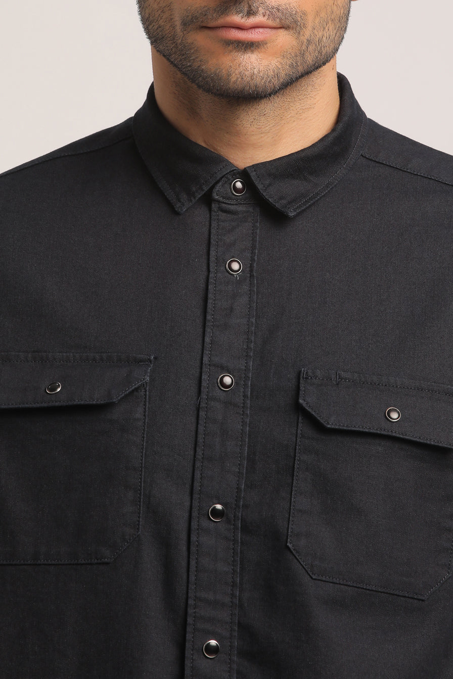 TRACE-MEN DARK BLUE SLIM FIT SHIRT