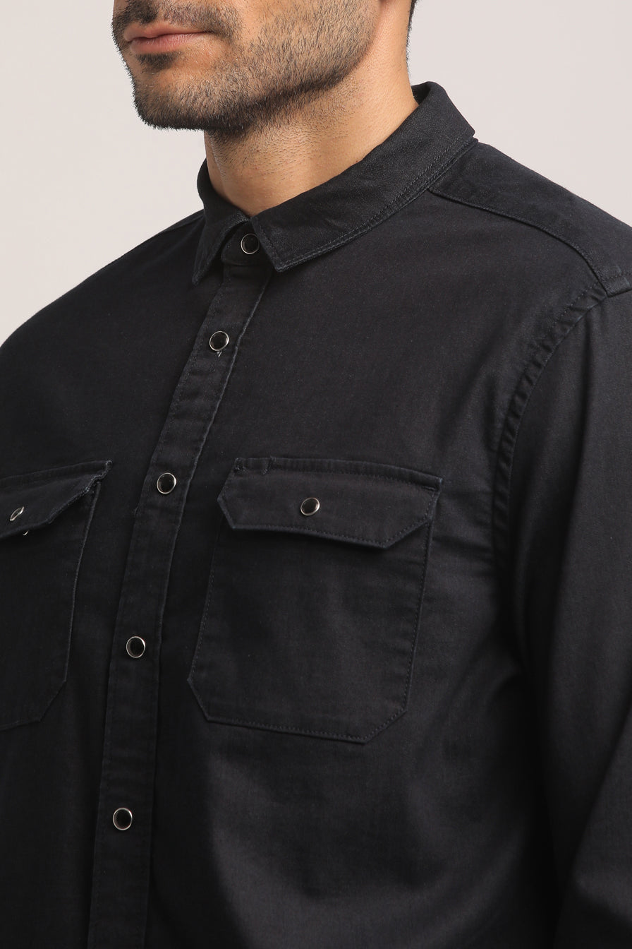 TRACE-MEN DARK BLUE SLIM FIT SHIRT