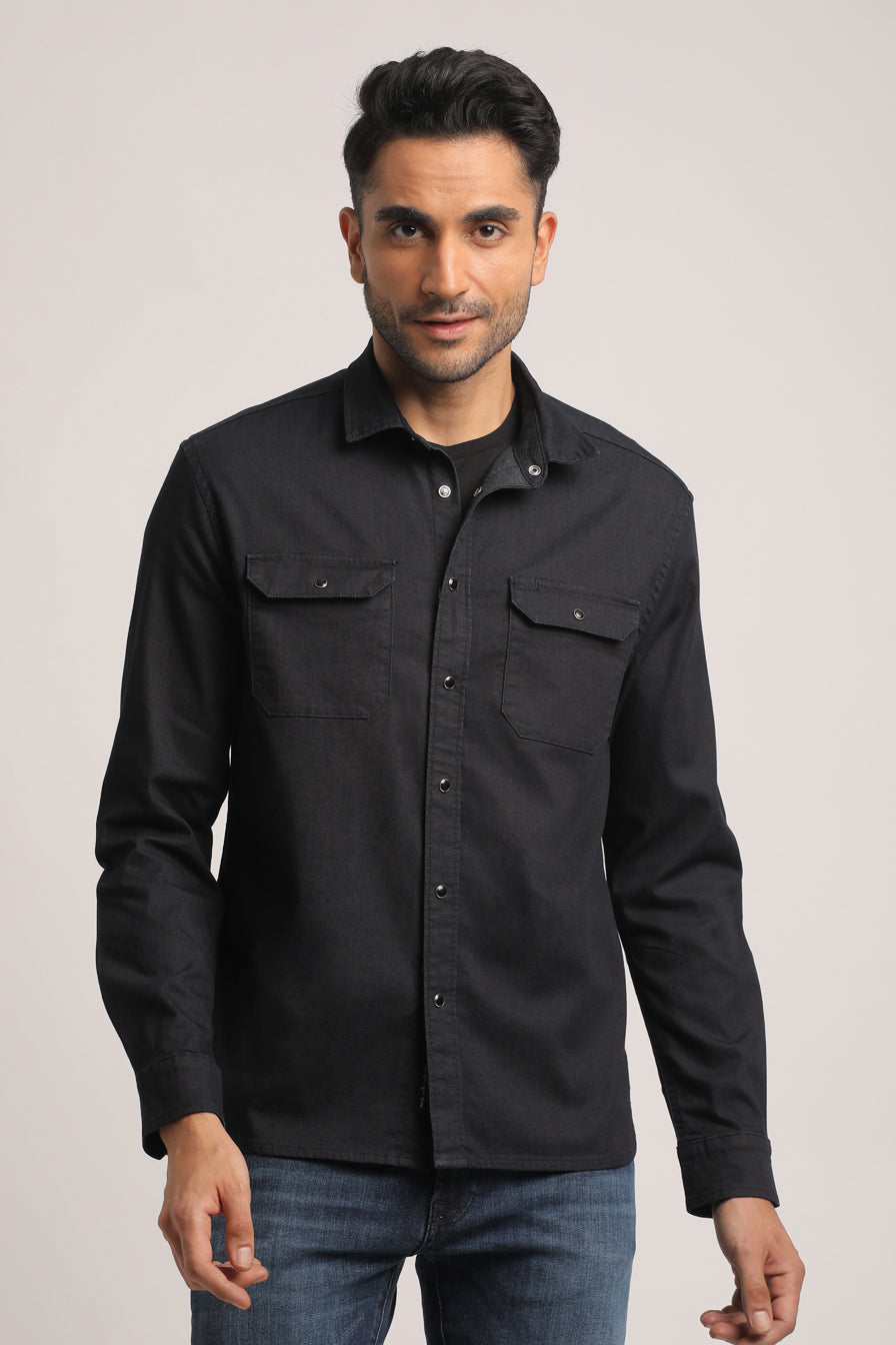 TRACE-MEN DARK BLUE SLIM FIT SHIRT