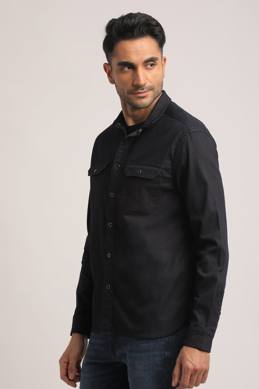 TRACE-MEN DARK BLUE SLIM FIT SHIRT