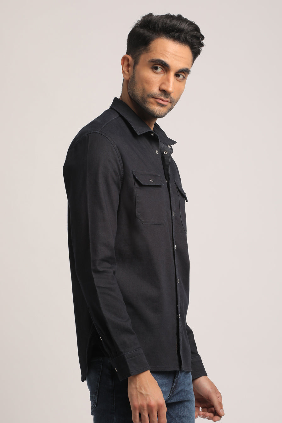 TRACE-MEN DARK BLUE SLIM FIT SHIRT