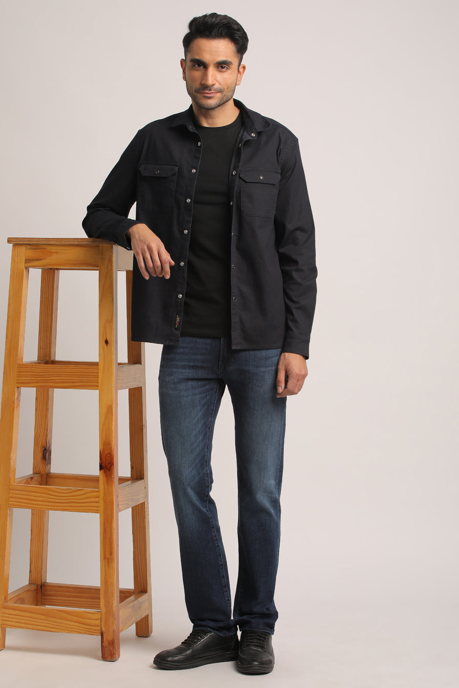 TRACE-MEN DARK BLUE SLIM FIT SHIRT