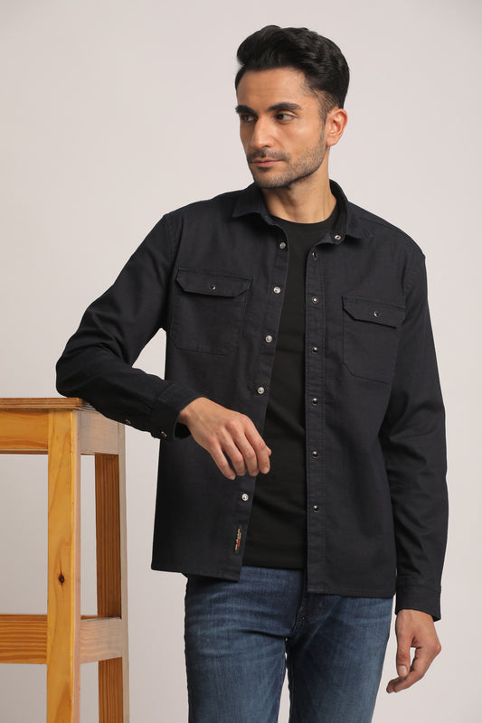 TRACE-MEN DARK BLUE SLIM FIT SHIRT