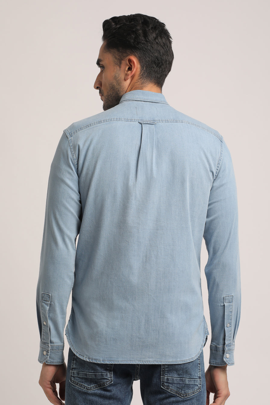 ZYAIRE-MEN LIGHT BLUE SLIM FIT SHIRT