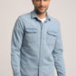 ZYAIRE-MEN LIGHT BLUE SLIM FIT SHIRT