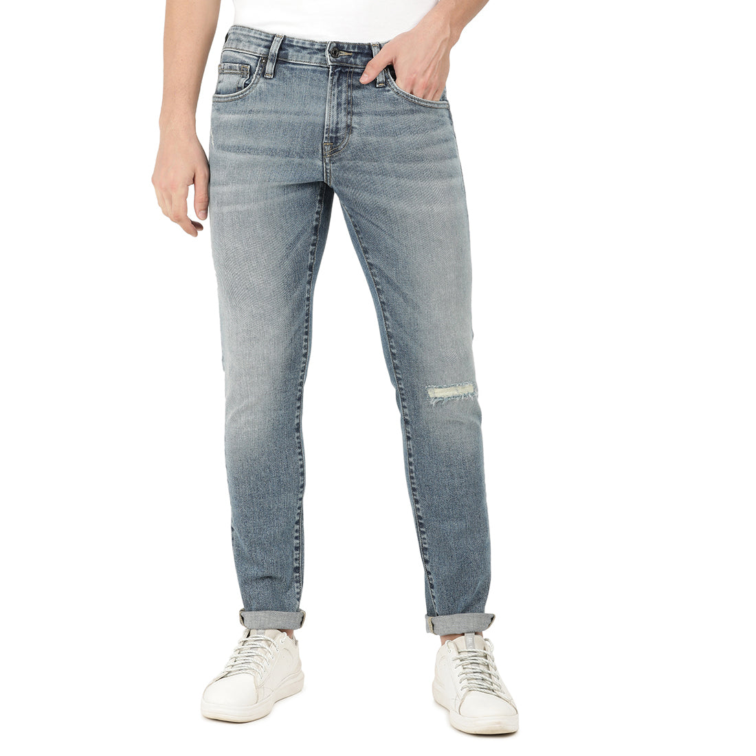 DAVIDE-Blue Tapered Slim Jeans