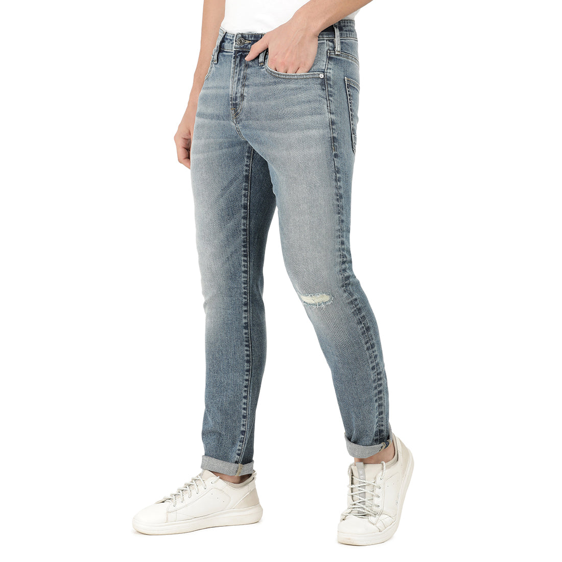 DAVIDE-Blue Tapered Slim Jeans