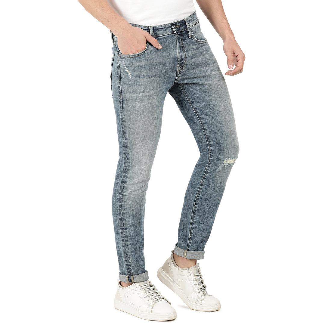 DAVIDE-Blue Tapered Slim Jeans