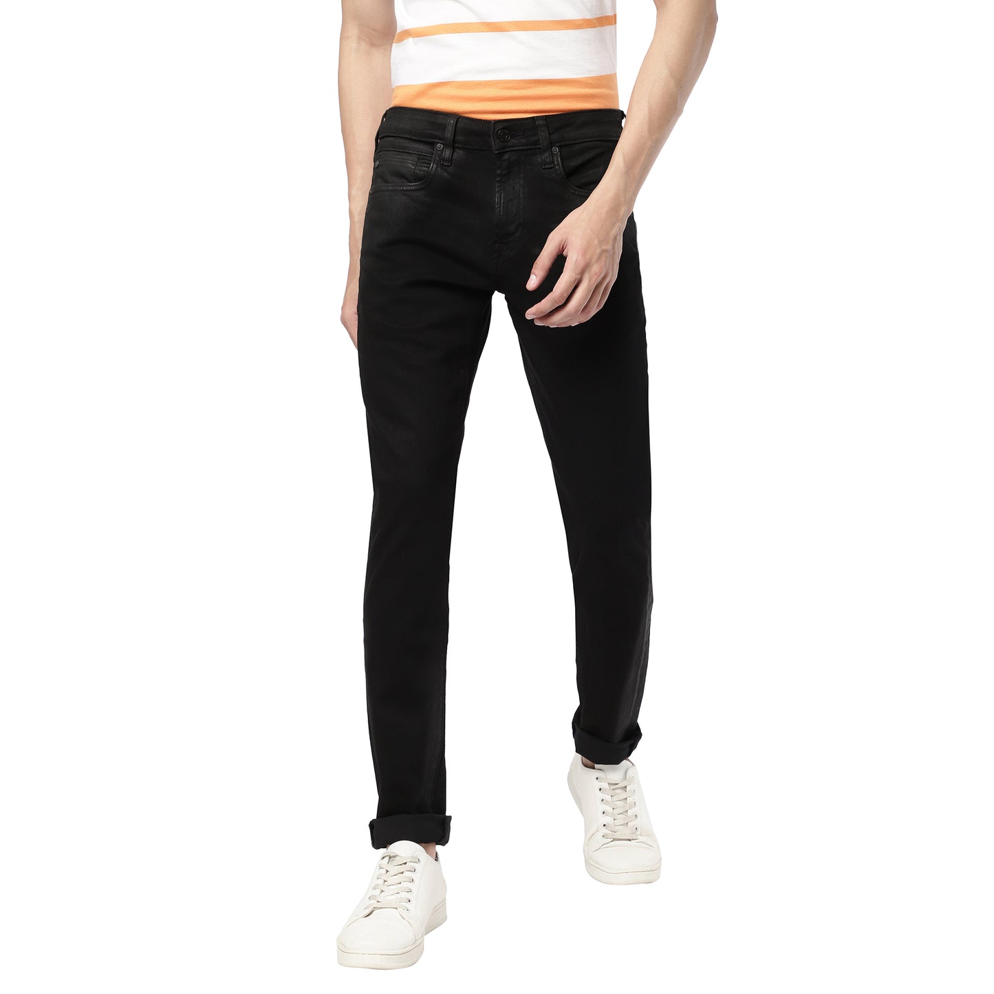 ROBBEN-Black Tapered Slim Jeans